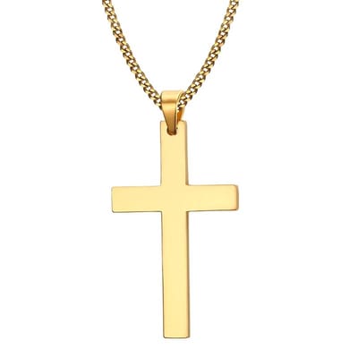 Sorprese Kruis Ketting Heren - Aureo - 60 cm - Goudkleurig - 3 x 2 cm Hanger - Stoer & Stijlvol - Model V