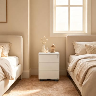 MIVRAY Hangmaprek - Verrijdbare Archiefkast Met 3 Lades En Slot - Voor Kantoor En Werkkamer - Staal En Nylon - 39x52,4x54 Cm - Wit
