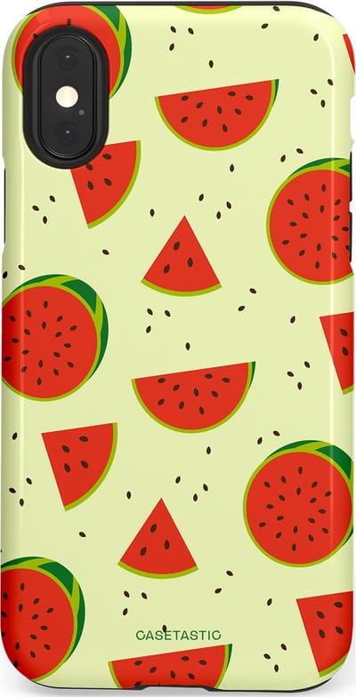 Casetastic Hoesje Geschikt voor Apple iPhone X/Xs - Stijlvolle Beschermende Duo-layer Case - Meloen Moment