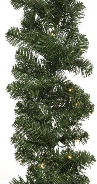 Decoris dennenslinger guirlande - groen - 270 cm- guirlande - met verlichting - kerstslinger - kerstversiering