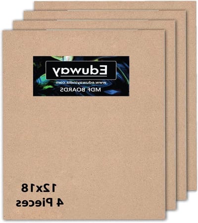 Eduway 12" X 18" MDF-plaat voor kunst en ambacht Pack van 4 ashout Japans houtfineer (30 cm x 45 cm)