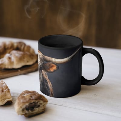 Magische Mok - Foto op Warmte Mokken - Koffiemok - Stier - Kleurrijk - Hoorns - Magic Mok - Beker - 350 ML - Theemok