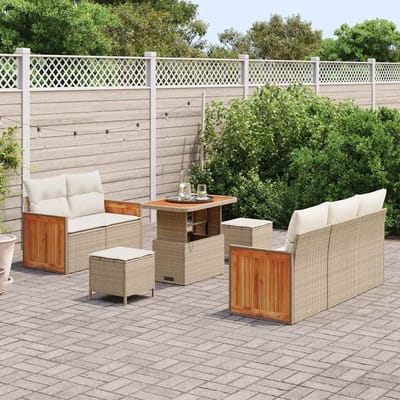 vidaXL - Tuinbank - Set - 10 - st - 7-Aantal - zitplaatsen - Beige - en - Crème
