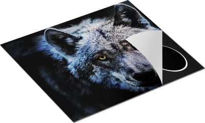 Chefcare Inductie Beschermer Grijze Wolvenkop - Wolf - 60x50 cm - Afdekplaat Inductie - Kookplaat Beschermer - Inductie Mat