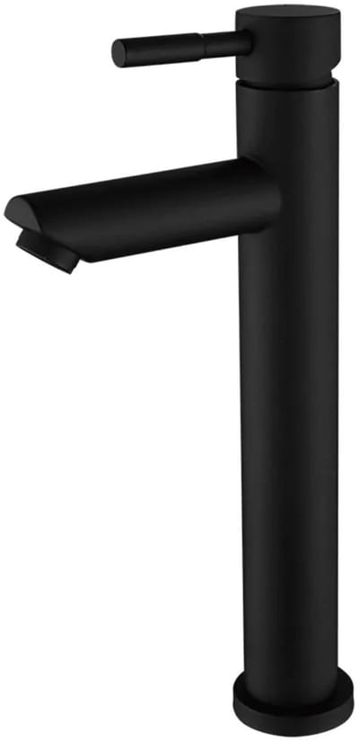 Hudor Wastafelkraan Zwart - Hoge Uitloop Mat Zwart Messing - Céphise Collectie - Opbouw Wastafelmengkraan - Modern Design