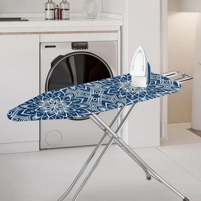 Universele Strijkplankhoes met Elastische Rand en Klittenband | Mandala Blauw | 15x54 cm