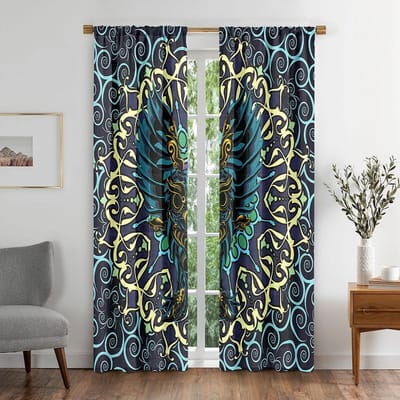 Egyptisch Afrikaans Indisch SpiritueelMancha Lichtgewicht Stijl Gordijn Sets KinderenWoonkamer Binnenkamer Rustkamer Toilet Keuken Deuren Decor Blin W50 X H130(CM)X2&Hook