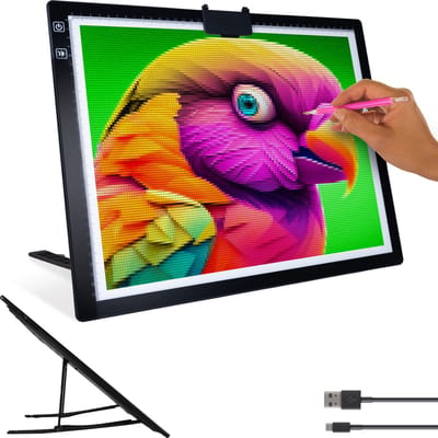 Crafts&Co Lightpad A3 Oplaadbaar - Tekenen, Schetsen en Diamond Painting - Tekenbord A3 Draadloos - Hobby en Creatief - Volwassenen en Kinderen - Tekentablet - Educatief Speelgoed - Tekenen & Kleuren - Knutselspullen - DIY - Zwart