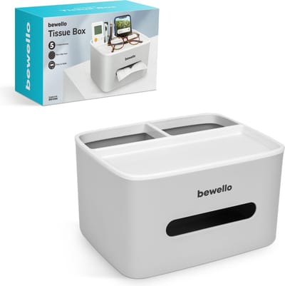 Bewello® - Tissuebox / Tissuehouder - Tissuedoos met Organizer - 205 x 160 x 120 mm