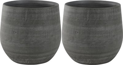 Steege Plantenpot/bloempot - 2x - keramiek - mystic grijs - 26x26 cm