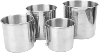 Nesting Bekers - Opvouwbare Mokken - Outdoor Reizen - Vouwbare Handvatten - 4 Delig Set - Zilverkleurig