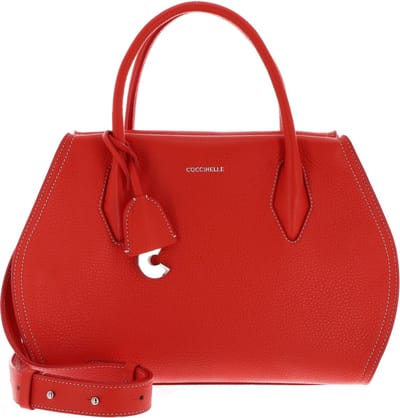COCCINELLE Leren Schoudertas Handtas Lord Handbag Grained Leather Gazpacho Oranje
