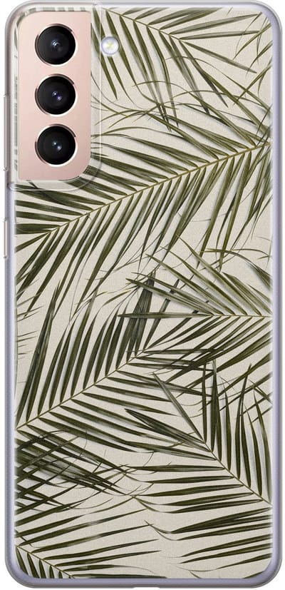 Leuke Telefoonhoesjes - Hoesje geschikt voor Samsung Galaxy S21 Plus - Palmbladeren - Soft case - TPU - Planten - Groen
