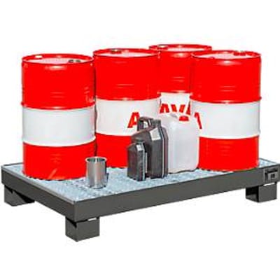 Lekbak AW60/3 M - 74 liter - L 1300 x B 800 X H 205 mm - met rooster - grijs RAL 7005