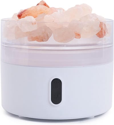 Luchtbevochtiger - Zoutsteen diffuser - Kantoor ontspannen - Kleurrijke sfeer - 13x13x12 cm - Wit