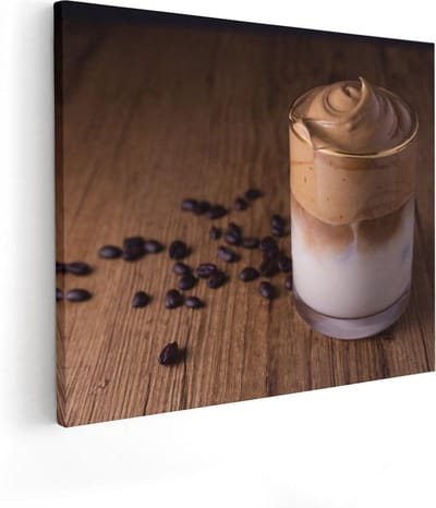 Artaza Canvas Schilderij Koffie Stilleven - 50x40 cm - Muurdecoratie Keuken - Wanddecoratie Koffiebonen - Kamer Accessoires Koken