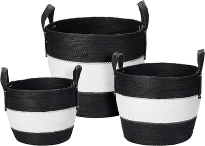 Mandenset-zwart/wit- 3 stuks - manden set - opbergmand - opbergmanden