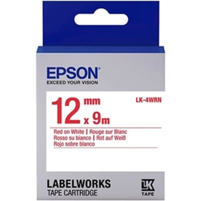 Epson LK-4WRN standaard tape rood op wit 12mm (origineel)