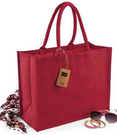 Westford Mill Jute Classic Shopper WM407 - RED/RED - 42 x 33 x 19 cm