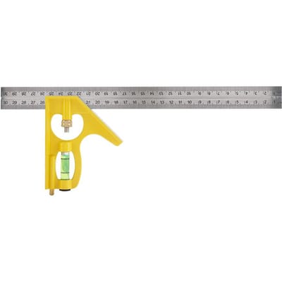 Règle à angle droit réglable en métal de 300 mm, outil de mesure pour ingénieur (Jaune)