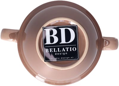 Bellatio Design Soepkommen - 1x - 500 ml - Soup of the day - keramiek - D12 x H8 cm - terra/beige - Stapelbaar