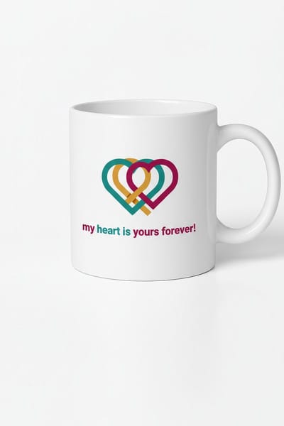 Mok met Verbonden Harten en Liefdesboodschap 'My Heart Is Yours Forever!