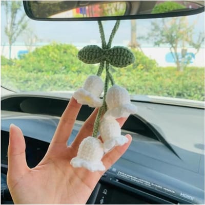Gehaakte Bloem Auto Spiegelhanger - Decoratieve Auto Accessoires voor Binnen
