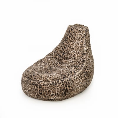 Drop & Sit - zitzak/stoel - stijlvolle bontlook (faux) - panterprint - lichtbruin - Noa JR - 100 Liter