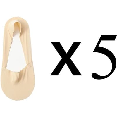 5 Paires Chaussettes Femmes Haute Qualité Assorties Chaussettes Décontractées Été Fines Fond Coton Antidérapantes Invisibles Basses Chaussettes Courtes Respirantes beige