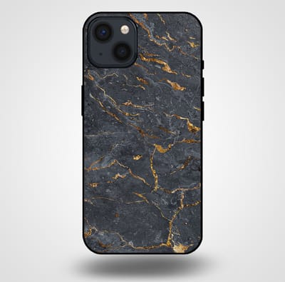 Smartphonica Telefoonhoesje voor iPhone 13 met marmer opdruk - TPU backcover case marble design - Goud Grijs geschikt voor iPhone 13
