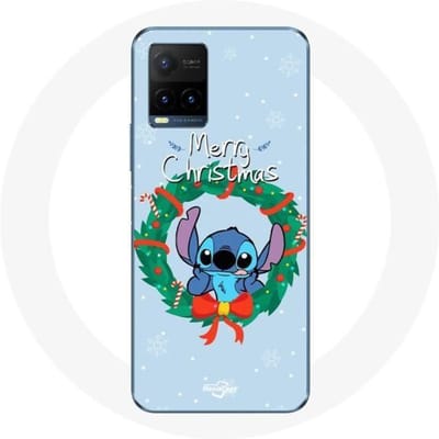 Coque pour Vivo Y21s 2021 / Y21 2021 Stitch neige joyeux Noël bleu