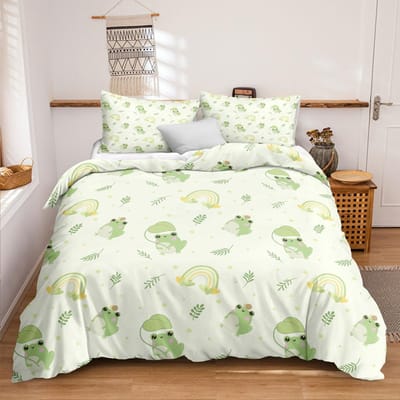 Dieren Kikkers Dekbedovertrek Set King Queen Size Groen Lieflijke Cartoon Kikker Beddengoed Set Kinderen Pad 2/3 stuks Polyester Dekbedovertrek 70x133cm 2pcs