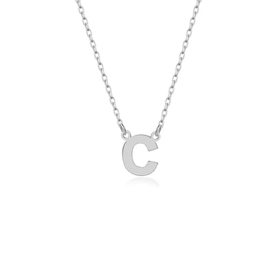 Letter C Initial Ketting Zilver (925 sterling) Trendy Minimalistisch Combi Bedel Zilverkleurig Dames Meisje | Cadeau Voor Vrouw