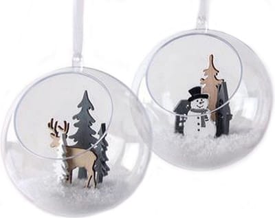 2x stuks transparante Diy open kerstballen 8 cm