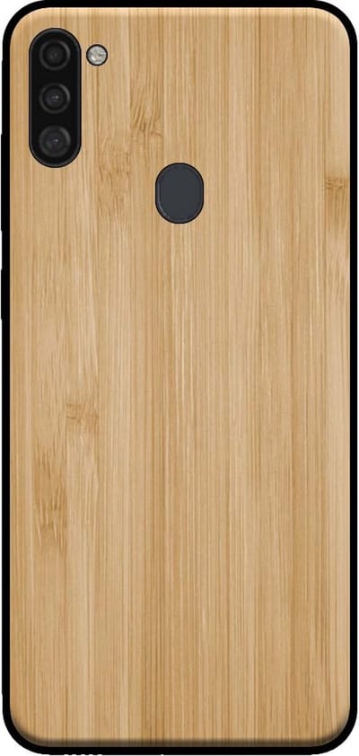 Smartphonica Telefoonhoesje voor Samsung Galaxy A11 met houten look - backcover bamboo kunsthout hoesje - Bruin geschikt voor Samsung Galaxy A11