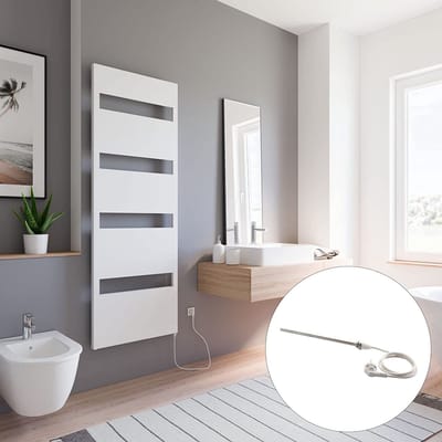 Schulte TURIN - elektrische designradiator - 60x170 cm - wit - handdoekdroger - continustroom aansluiting rechts - 600 Watt