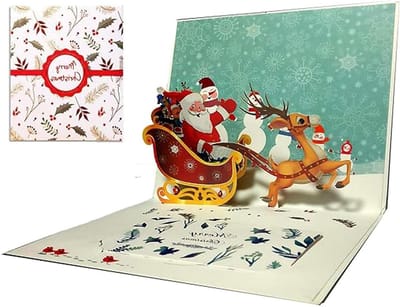 Pop-Up kerstkaarten voor kinderen - 3D kerstwenskaart met grappige rendier - ideaal voor Kerstmis en verjaardagen