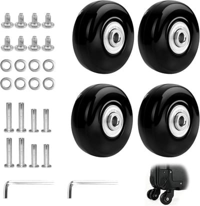 Kofferwielen Vervanging 4 Stuks - Universele Bagagewielen - 45 x 18 mm - Rubberen Kofferwielen - Trolley Vervangingswielen