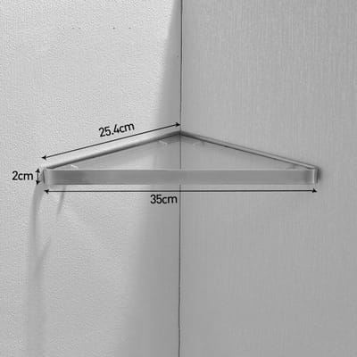 Nikkel/Zwart Badkamer Hoekrek 304 Roestvrij Staal Douchecabine Glazen Plank Wandmontage Bad Opslagrek Driehoekig Rek