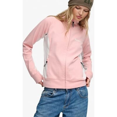 Superdry Bench Trainingsjack met Hoge Kraag en Contrast Pink Grootte: XL