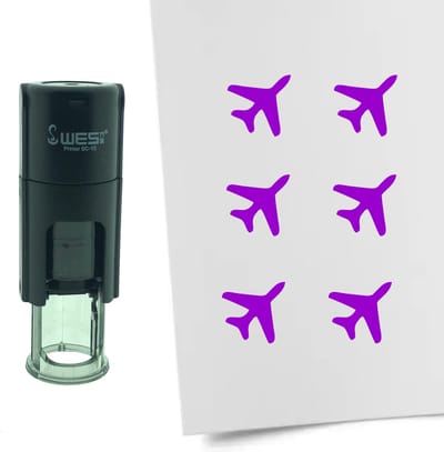 CombiCraft Stempel Vliegtuig 10mm rond - paarse inkt