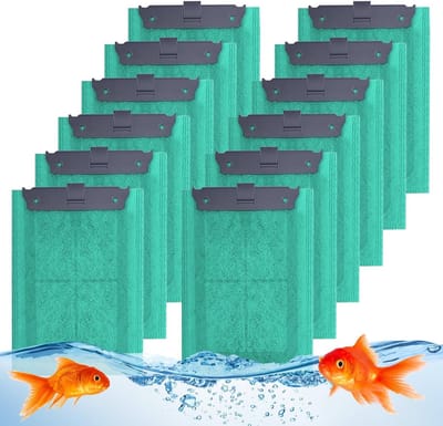 Set van 12 Vervangingsfilterpads met AlgoStop tegen Algen, Geschikt voor Aquariumfilters, Actieve Koolstof voor Optimale Waterkwaliteit
