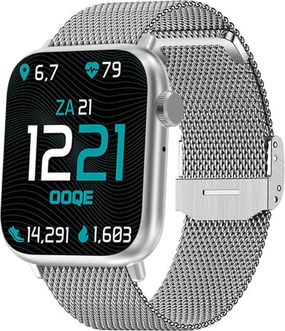 OOQE WATCH PRO 7 - Smartwatch Heren | Elegant Design | Bellen en Gebeld Worden | Berichten Inzien |Gezondheidsanalyse | Sportanalyse | Stress en Slaap Management | Nederlandstalig | Barst- en Krasbestendig | Zilver