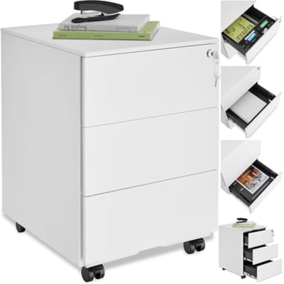 Metalen archiefkast op wielen - afsluitbare ladekast voor bureau - rolcontainer - organizer - trolleykast - verschillende kleuren