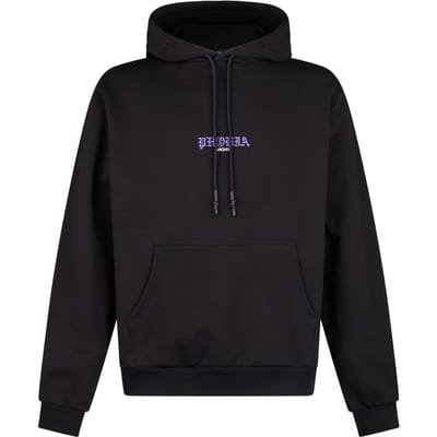 Lichtgewicht herensweatshirt met capuchon en schedelprint, zwart