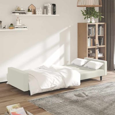 vidaXL - Slaapbank - 2-zits - fluweel - crèmekleurig