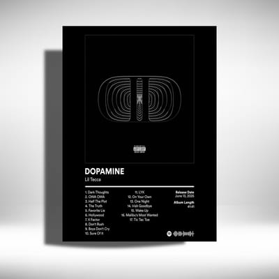 Lil Tecca - Dopamine - album cover - metalen poster - 30x40cm