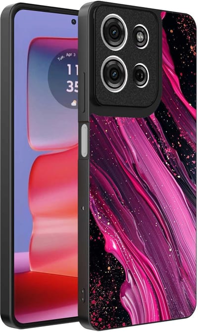 Geschikt voor Motorola Edge 50 Pro Telefoonhoesje met marmer opdruk - TPU backcover case marble design - Paars Roze - Smartphonica geschikt voor Motorola Edge 50 Pro