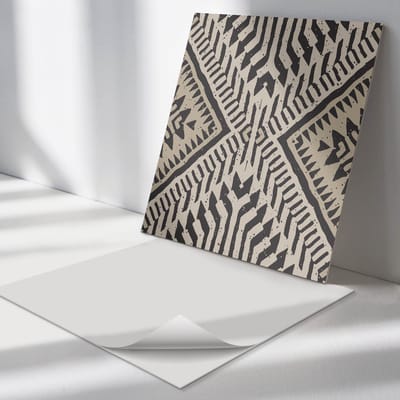 Wallfluent Vinyl Tegels - Geometrisch Patroon met Lijnen Wand PVC Tegels - 30 cm x 30 cm - Zwart Vinyl Tegels - 9 stuks - Vierkant PVC Tegels - Patroon Plaktegels - Vinyl Vloer Tegels - Plaktegels Keuken en Badkamer