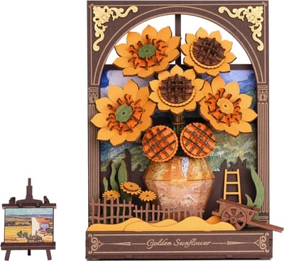 ROBOTIME Rowood Gouden Zonnebloem Wanddecoratie 3D Houten Puzzel TH002